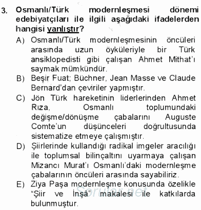 Tanzimat Dönemi Türk Edebiyatı 1 2012 - 2013 Dönem Sonu Sınavı 3.Soru