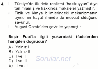 Tanzimat Dönemi Türk Edebiyatı 1 2012 - 2013 Dönem Sonu Sınavı 4.Soru