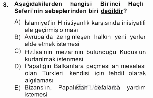 Türkiye Selçuklu Tarihi 2013 - 2014 Ara Sınavı 8.Soru