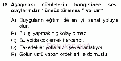 Türk Dili 1 2012 - 2013 Ara Sınavı 16.Soru