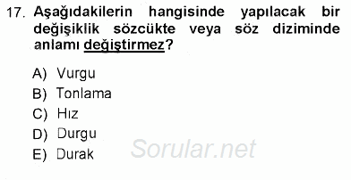 Türk Dili 1 2012 - 2013 Ara Sınavı 17.Soru