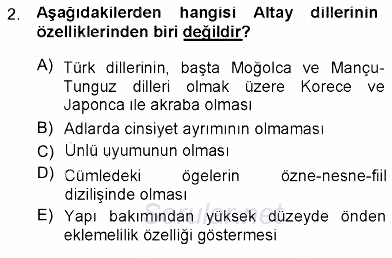Türk Dili 1 2012 - 2013 Ara Sınavı 2.Soru