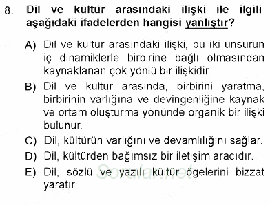 Türk Dili 1 2012 - 2013 Ara Sınavı 8.Soru