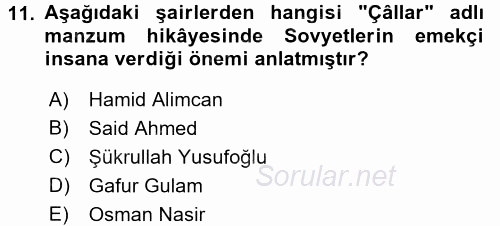 Çağdaş Türk Edebiyatları 2 2015 - 2016 Ara Sınavı 11.Soru