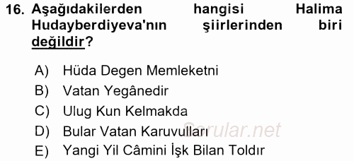 Çağdaş Türk Edebiyatları 2 2015 - 2016 Ara Sınavı 16.Soru