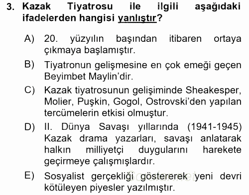 Çağdaş Türk Edebiyatları 2 2015 - 2016 Ara Sınavı 3.Soru