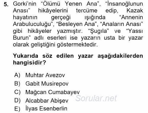 Çağdaş Türk Edebiyatları 2 2015 - 2016 Ara Sınavı 5.Soru