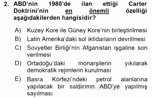 Türk Dış Politikası 2 2015 - 2016 Ara Sınavı 2.Soru