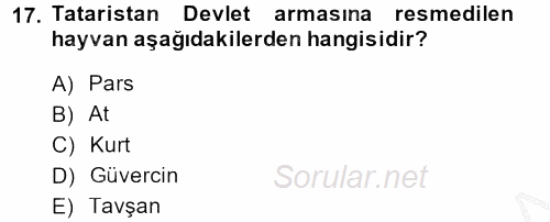 Çağdaş Türk Dünyası 2014 - 2015 Dönem Sonu Sınavı 17.Soru