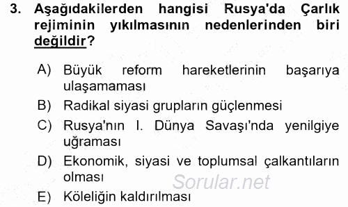 Çağdaş Türk Dünyası 2015 - 2016 Ara Sınavı 3.Soru