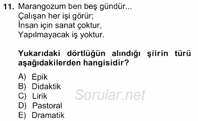 Türkçe Yazılı Anlatım 2012 - 2013 Ara Sınavı 11.Soru