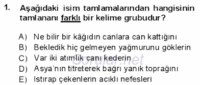 Türkçe Cümle Bilgisi 1 2013 - 2014 Dönem Sonu Sınavı 1.Soru