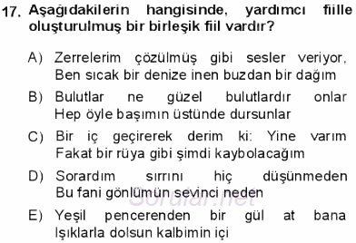 Türkçe Cümle Bilgisi 1 2013 - 2014 Dönem Sonu Sınavı 17.Soru