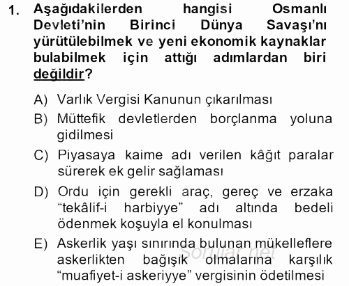 Türkiye Cumhuriyeti İktisat Tarihi 2013 - 2014 Dönem Sonu Sınavı 1.Soru
