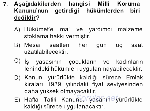 Türkiye Cumhuriyeti İktisat Tarihi 2013 - 2014 Dönem Sonu Sınavı 7.Soru