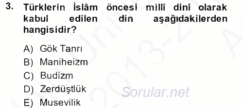 İlk Müslüman Türk Devletleri 2013 - 2014 Ara Sınavı 3.Soru