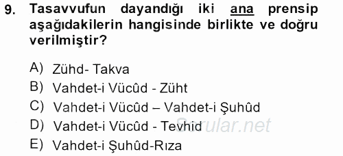 Türk Halk Şiiri 2013 - 2014 Dönem Sonu Sınavı 9.Soru