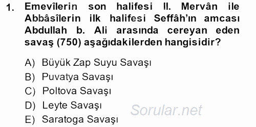 İlk Müslüman Türk Devletleri 2014 - 2015 Ara Sınavı 1.Soru