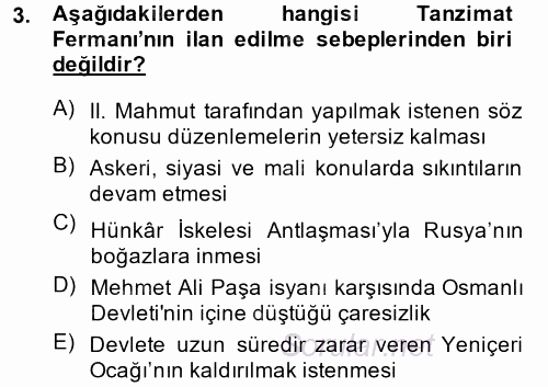 Atatürk İlkeleri Ve İnkılap Tarihi 1 2014 - 2015 Tek Ders Sınavı 3.Soru