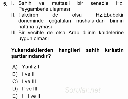 Tefsir Tarihi ve Usulü 2017 - 2018 Ara Sınavı 5.Soru