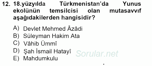 Türk Halk Şiiri 2013 - 2014 Tek Ders Sınavı 12.Soru