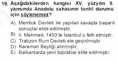 XIV-XV. Yüzyıllar Türk Edebiyatı 2012 - 2013 Dönem Sonu Sınavı 19.Soru