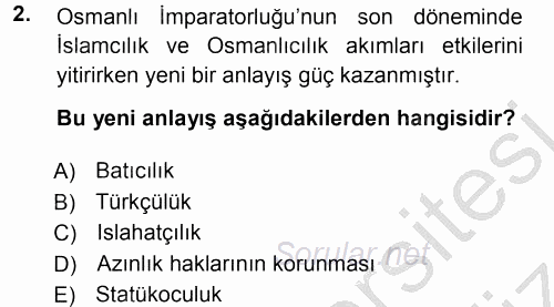 Türk Dış Politikası 1 2012 - 2013 Ara Sınavı 2.Soru