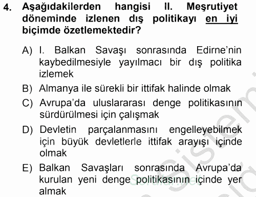 Türk Dış Politikası 1 2012 - 2013 Ara Sınavı 4.Soru