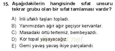 Türkçe Cümle Bilgisi 1 2012 - 2013 Ara Sınavı 15.Soru