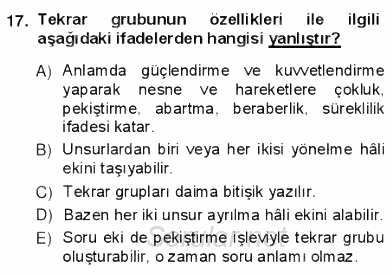 Türkçe Cümle Bilgisi 1 2012 - 2013 Ara Sınavı 17.Soru