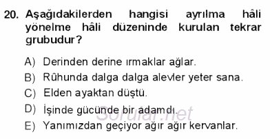 Türkçe Cümle Bilgisi 1 2012 - 2013 Ara Sınavı 20.Soru