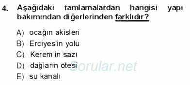 Türkçe Cümle Bilgisi 1 2012 - 2013 Ara Sınavı 4.Soru