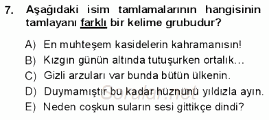 Türkçe Cümle Bilgisi 1 2012 - 2013 Ara Sınavı 7.Soru