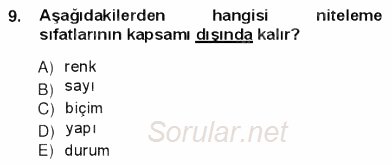 Türkçe Cümle Bilgisi 1 2012 - 2013 Ara Sınavı 9.Soru