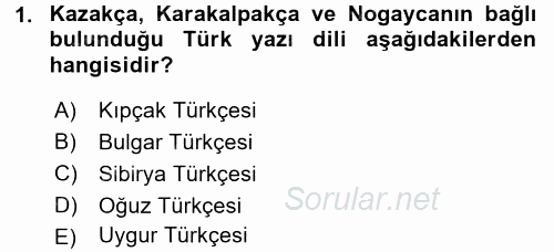 Türk Dili 1 2015 - 2016 Dönem Sonu Sınavı 1.Soru