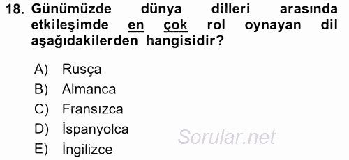 Türk Dili 1 2015 - 2016 Dönem Sonu Sınavı 18.Soru