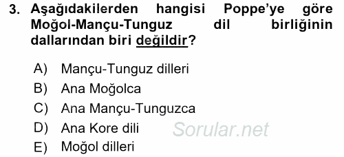 Çağdaş Türk Yazı Dilleri 1 2017 - 2018 Ara Sınavı 3.Soru