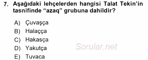 Çağdaş Türk Yazı Dilleri 1 2017 - 2018 Ara Sınavı 7.Soru