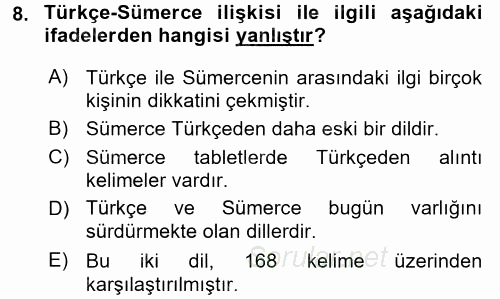 Çağdaş Türk Yazı Dilleri 1 2017 - 2018 Ara Sınavı 8.Soru