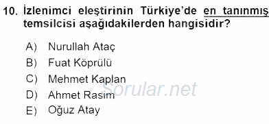 Yeni Türk Edebiyatına Giriş 2 2015 - 2016 Ara Sınavı 10.Soru