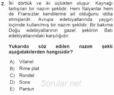 Yeni Türk Edebiyatına Giriş 2 2015 - 2016 Ara Sınavı 2.Soru