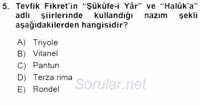 Yeni Türk Edebiyatına Giriş 2 2015 - 2016 Ara Sınavı 5.Soru