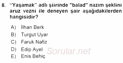 Yeni Türk Edebiyatına Giriş 2 2015 - 2016 Ara Sınavı 8.Soru