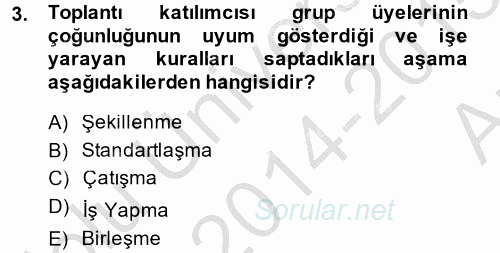 Toplantı Ve Sunu Teknikleri 2014 - 2015 Ara Sınavı 3.Soru