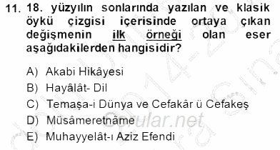Tanzimat Dönemi Türk Edebiyatı 2 2014 - 2015 Ara Sınavı 11.Soru