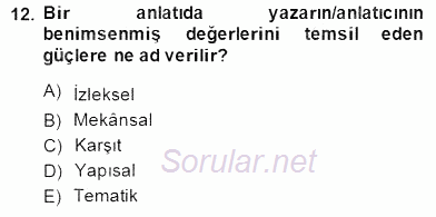 Tanzimat Dönemi Türk Edebiyatı 2 2014 - 2015 Ara Sınavı 12.Soru