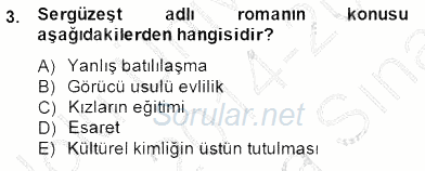 Tanzimat Dönemi Türk Edebiyatı 2 2014 - 2015 Ara Sınavı 3.Soru