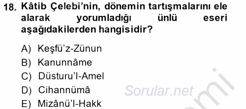 Türk İslam Edebiyatı 2014 - 2015 Dönem Sonu Sınavı 18.Soru