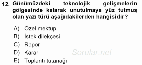Türk Dili 2 2015 - 2016 Tek Ders Sınavı 12.Soru