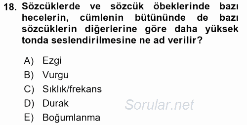 Türk Dili 2 2015 - 2016 Tek Ders Sınavı 18.Soru